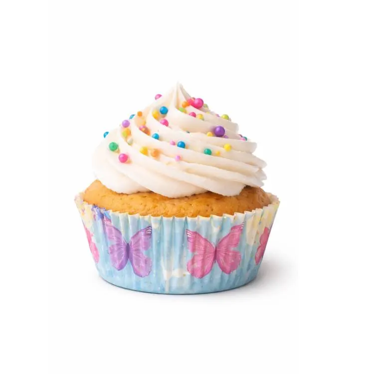 Papírové košíčky Motýlci na muffiny a cupcakes, balení 50 kusů pro pečení doma