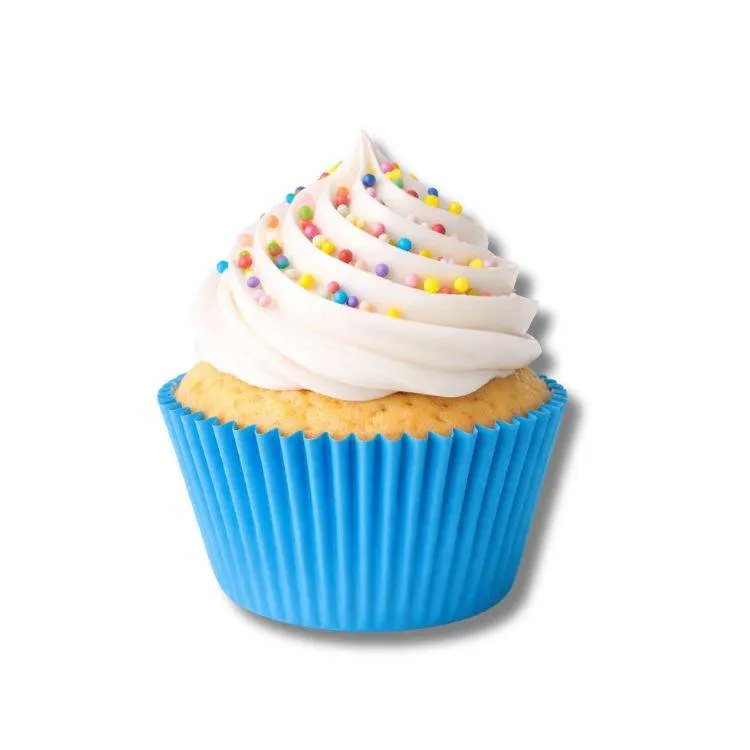 Modré papírové košíčky na muffiny pro pečení a zdobení cupcakes, balení 120 kusů
