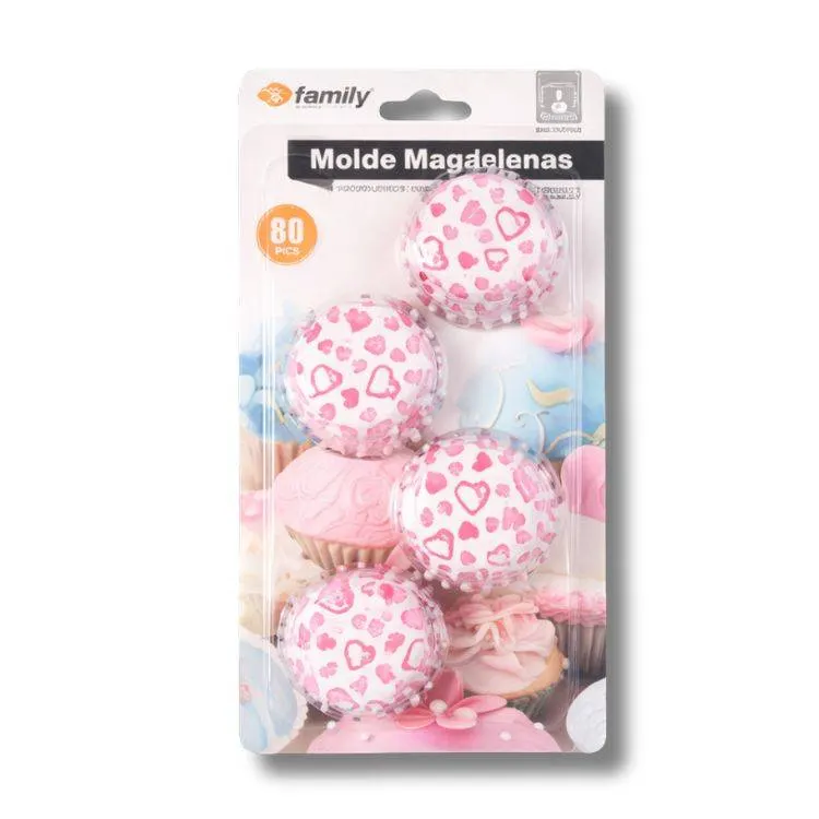 Papírové košíčky na mini muffiny s motivem srdíček a spirálek, balení 80 kusů pro pečení