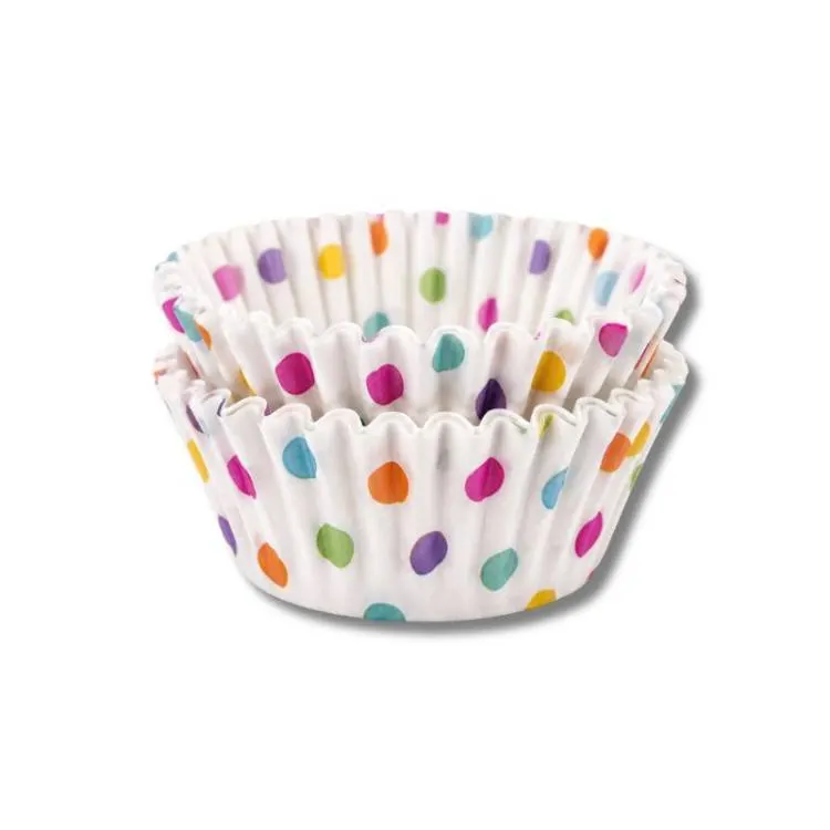 Papírové košíčky na muffiny s barevným tečkovaným motivem, balení 60 kusů pro pečení muffinů a cupcakes