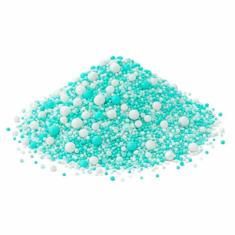 Cukrové zdobení SweetArt v tyrkysové a bílé barvě, směs posypových perliček na dorty a dezerty, balení 50 g