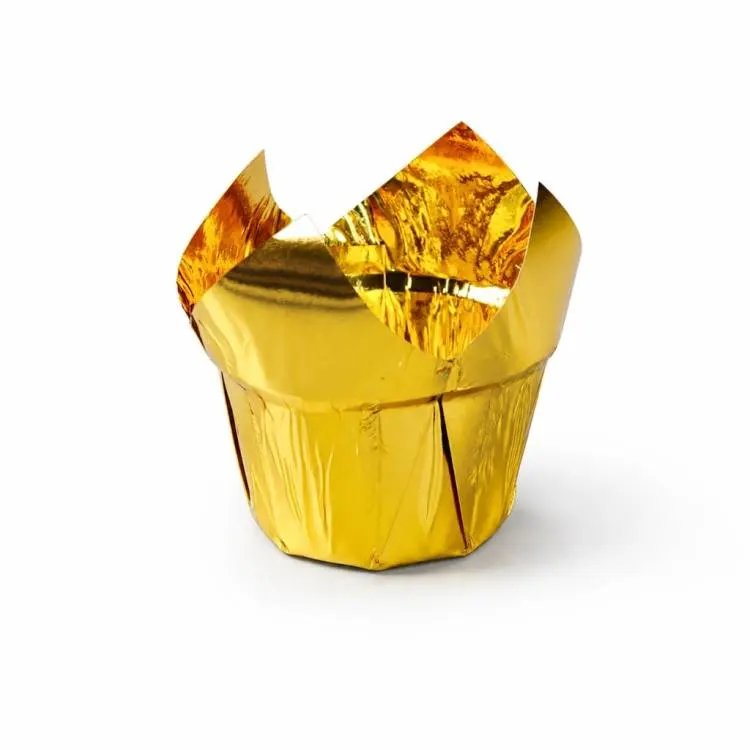Zlaté papírové košíčky Tulip na muffiny a cupcakes, 50 kusů o velikosti 5 x 7 cm