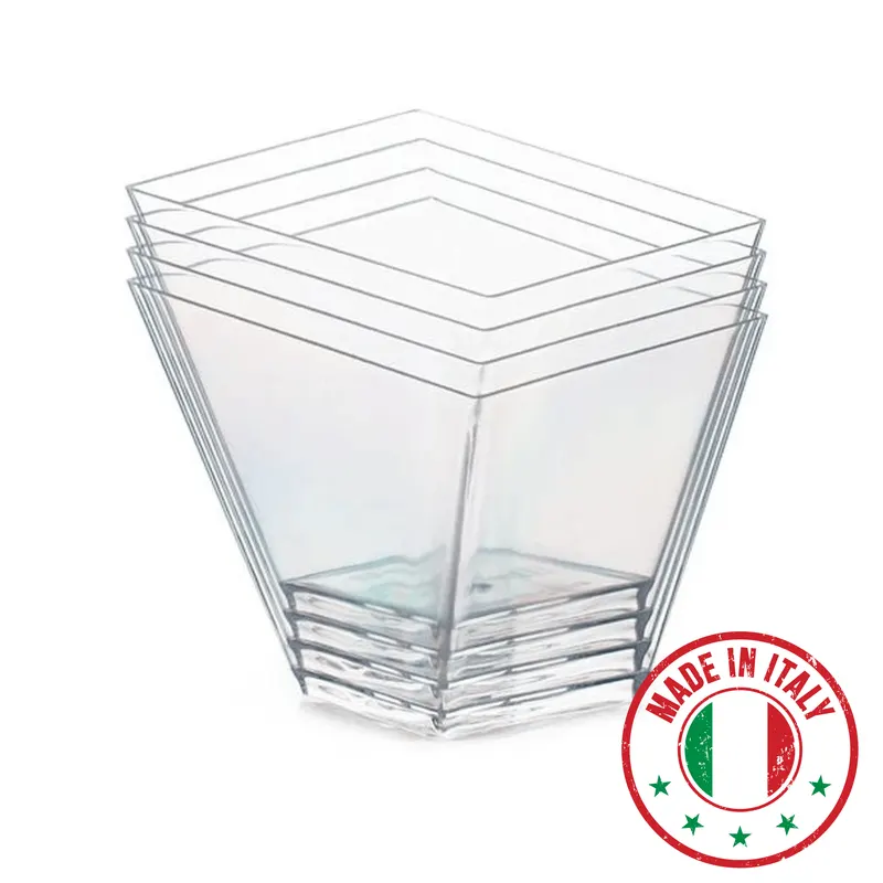 Transparentní plastové pohárky na panna cottu o objemu 100 ml, balení 6 kusů