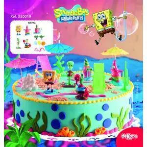 Plastová figurka z motivu SpongeBob pro zdobení dortu značky Dekora, sada postav z města Bikini Bottom