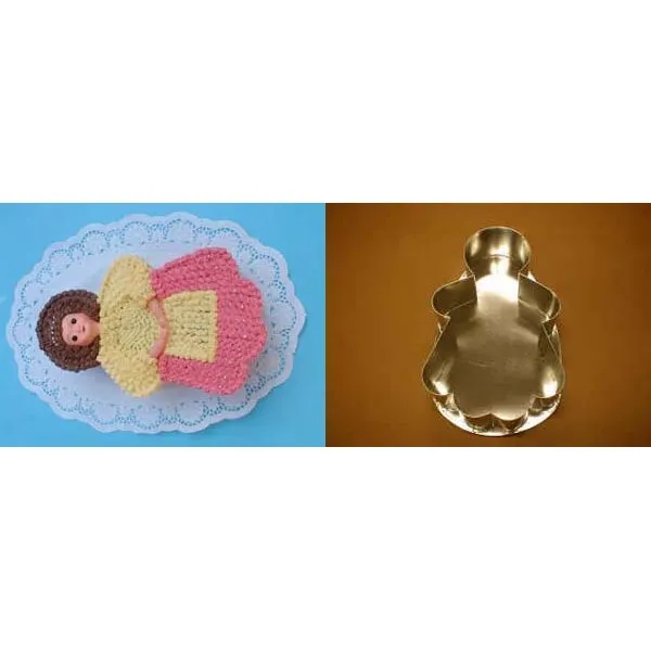 Dortová forma ve tvaru panenky z pocínovaného plechu od značky Felcman, velikost 33 cm