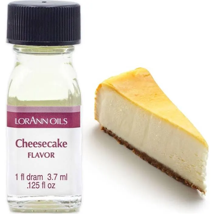 Aroma LorAnn s příchutí cheesecaku v malém skleněném balení 3,7 ml pro ochucení krémů, hmot a polev