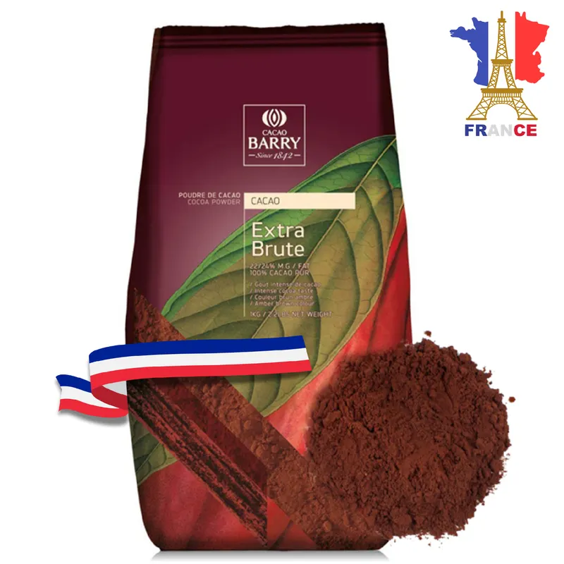 Francouzské kakao Extra Brute od značky Callebaut v balení 1 kg, alkalizovaný kakaový prášek pro pečení a zdobení dortů