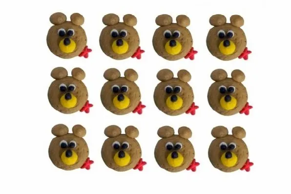 Cukrová dekorace ve tvaru medvídka Béďi na zdobení dortů, zákusků a cupcakes
