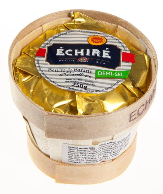 Francouzské solené máslo Beurre d'Échiré AOP v balení 250 g, vhodné do krémů, těst a slaného karamelu