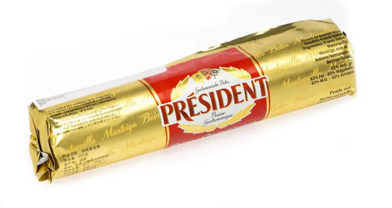 Máslo PRÉSIDENT jemné ve válečku o hmotnosti 250 g vhodné do těst a cukrářských krémů