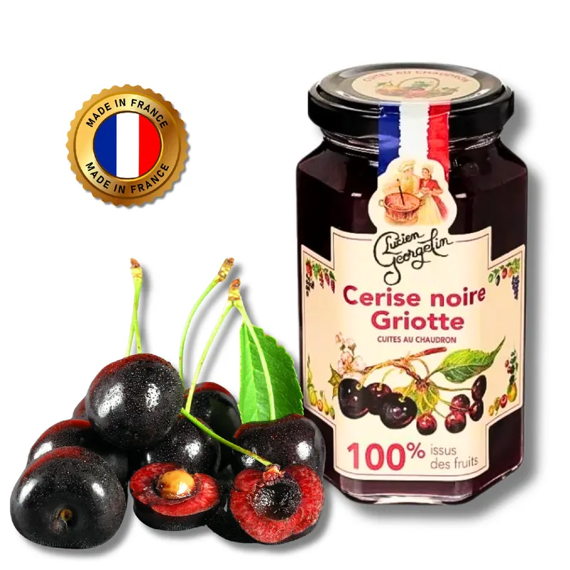 Francouzský extra džem z černých třešní a višní 100 % ovoce, 300 g od značky Lucien Georgelin