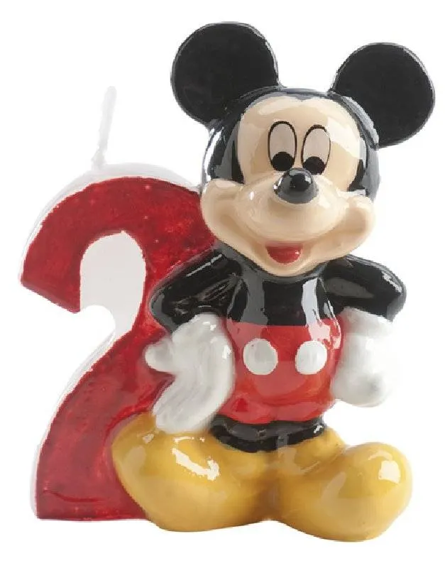 Dortová svíčka Mickey s číslem 2 od značky Dekora pro oslavu druhých narozenin