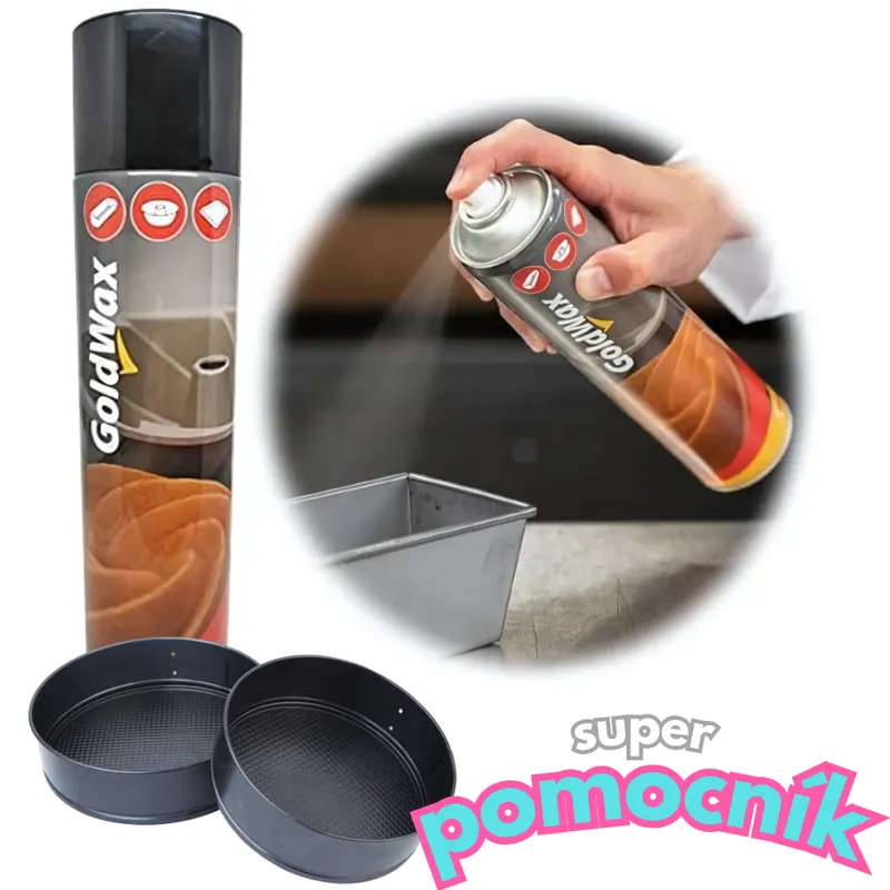 Vymazávací olej ve spreji GOLDWAX v objemu 600 ml pro snadné vymazání forem na pečení