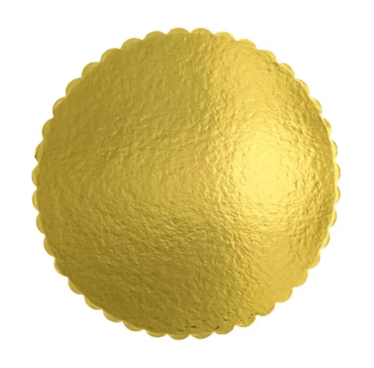 Zlatá kulatá dortová podložka Cake Star s vlnkovým okrajem o průměru 26 cm pro stabilní podklad dortu