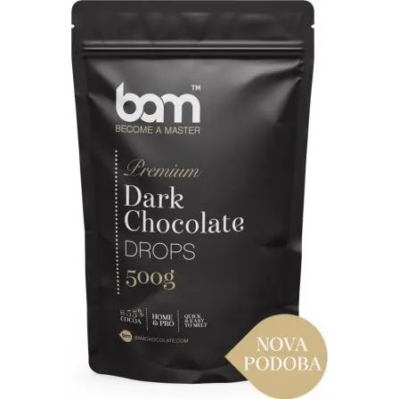 Hořká čokoláda BAM s obsahem kakaa 55,6 % v balení 500 g pro pečení, ganache a polevy