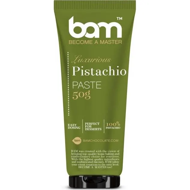 Pistáciová pasta BAM v 50g balení pro ochucení krémů, náplní a cukrářských výrobků