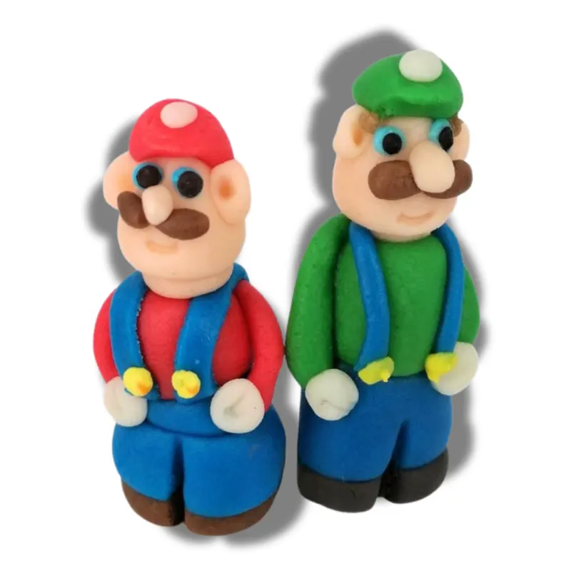 Marcipánová ozdoba Super Mario, dvě ručně modelované postavičky na zdobení dortu