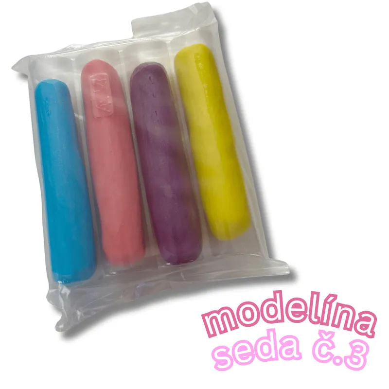 Sladká modelína set č.3 v balení 100 g, čtyři barevné válečky k modelování jedlých dekorací na dorty a cukroví