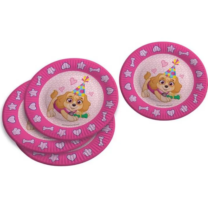 Papírové talíře s motivem Sky z Paw Patrol, průměr 23 cm, balení 6 ks, jednorázové nádobí na dětské oslavy
