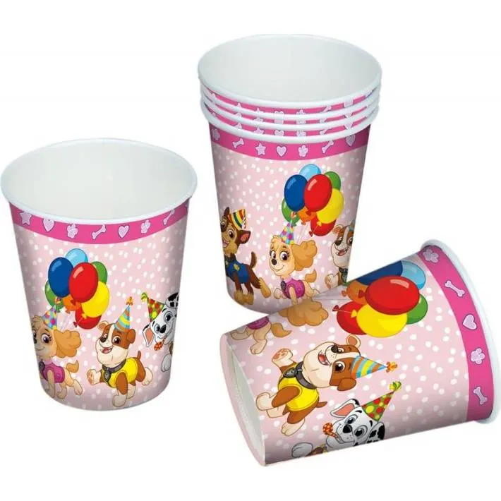 Papírové kelímky s motivy Paw Patrol o objemu 250 ml, balení 6 kusů pro dětskou oslavu