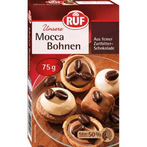 Čokoládová kávová zrna RUF na zdobení dortů a zákusků