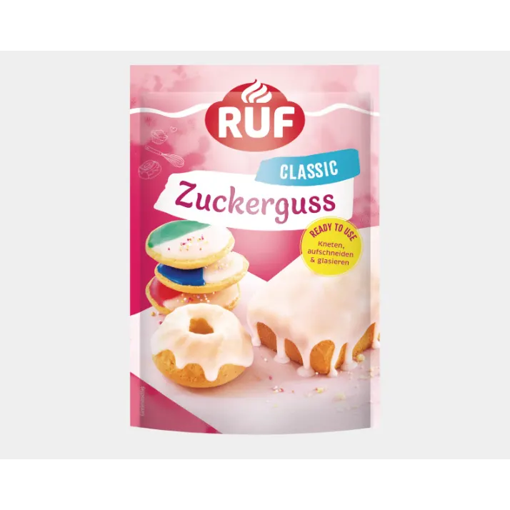 Hotová bílá cukrová poleva RUF v balení 150 g k lesklému zdobení dortů, perníčků a cupcakes