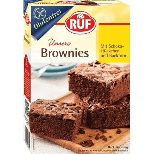 Bezlepková směs na brownies RUF s čokoládovou chutí, balení 420 g pro rychlé pečení