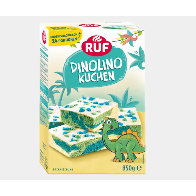 Směs na dort RUF Dinolino s dinosauřím motivem, 850 g, na domácí pečení dortového korpusu