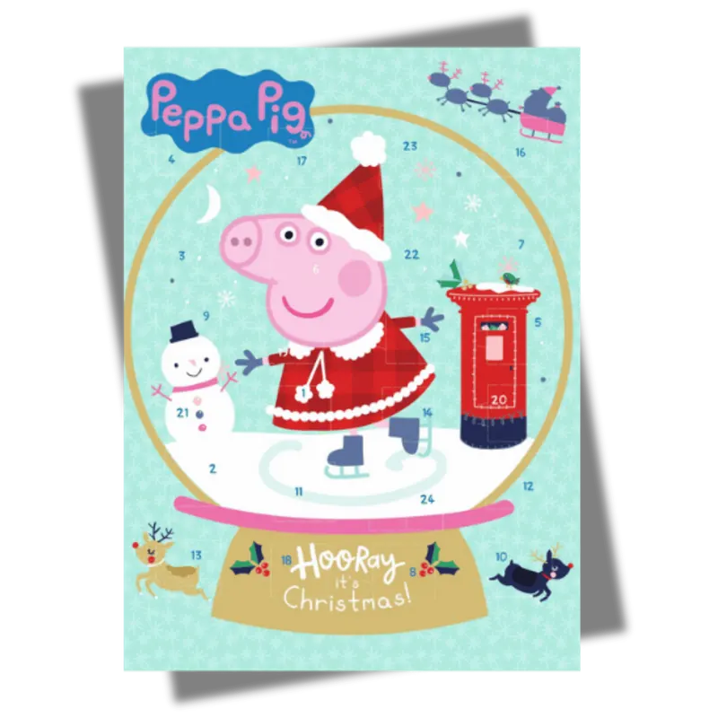 Adventní kalendář s motivem Prasátka Peppy plný mléčné čokolády pro děti na čekání na Vánoce