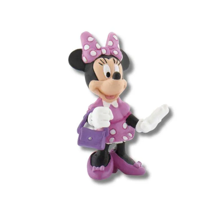 Figurka Minnie s kabelkou od značky Bullyland, ručně malovaná dekorace na dort a dezerty