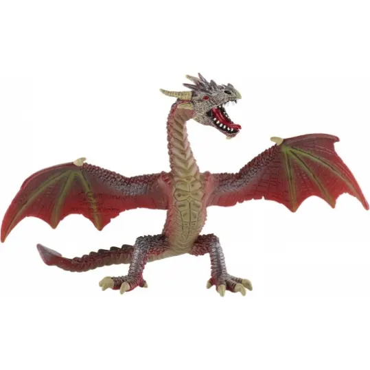 Červená figurka draka na dort od značky Bullyland, velikost 14 x 10 cm, k dekoraci dětských dortů