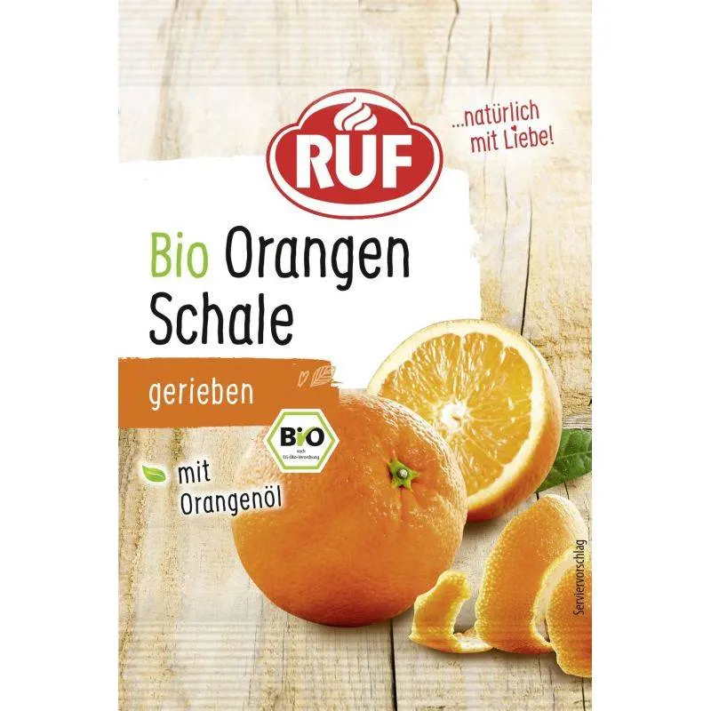 Bio pomerančový cukr RUF v malém balení 5 g pro aromatizaci dezertů, krémů a těst