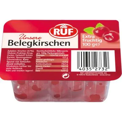 Kandované třešně RUF v gramáži 100 g, typu Maraschino, vhodné k zdobení dortů a dezertů