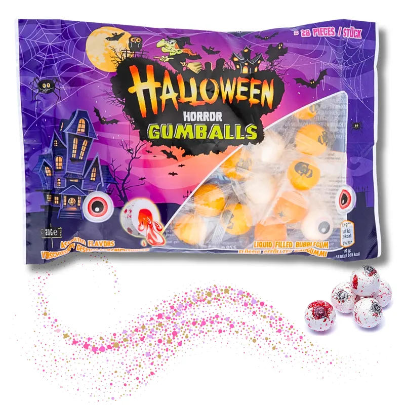 Halloweenské žvýkačky ve tvaru očí s ovocnou náplní, balení 270 g