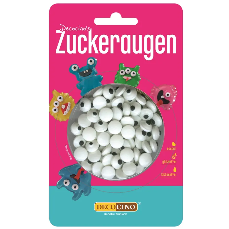 Cukrová očička DecoCino na zdobení dortů, cupcakes a dezertů pro vytvoření postaviček nebo halloweenských motivů