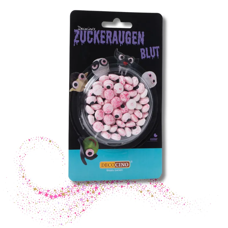 Cukrová očička DecoCino s krvavým efektem, 25 g, dekorace z cukru na halloweenské dorty a cupcakes