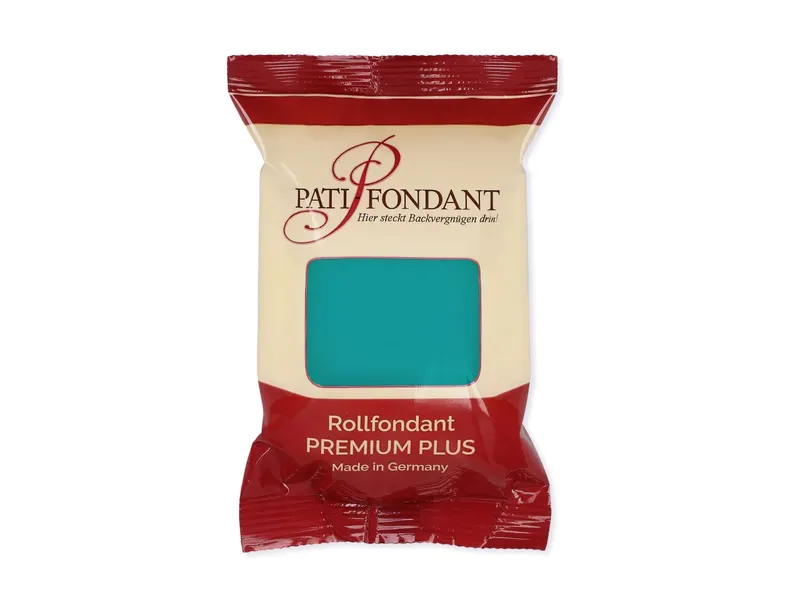 Potahovací hmota PATI PREMIUM v tyrkysové barvě o hmotnosti 250 g na dort