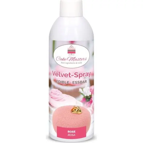 Velvet sprej růžový Cake Masters, sametový sprej na dorty a cukrářské výrobky pro jemný matný finiš v růžové barvě, 400 ml