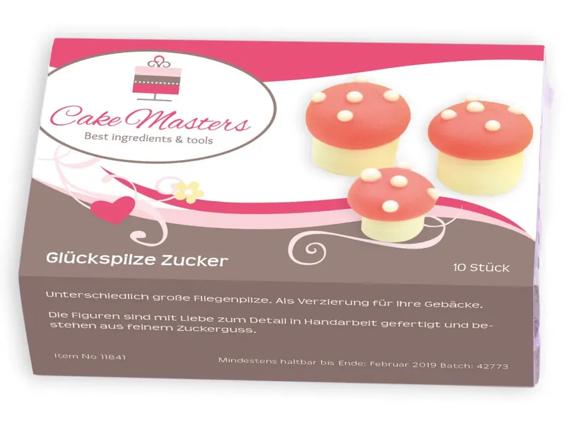 Jemné cukrové mochomůrky značky Cake Masters, deset kusů na zdobení dortů a cukroví