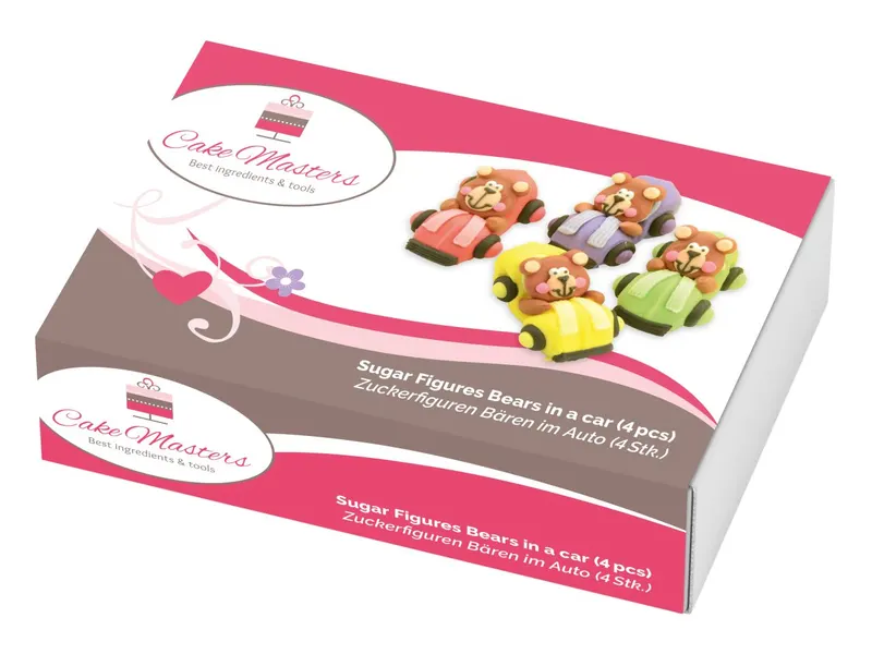 Cukrová dekorace Medvědí závody značky Cake Masters, 4 ks na zdobení dortů a cukrářských výrobků