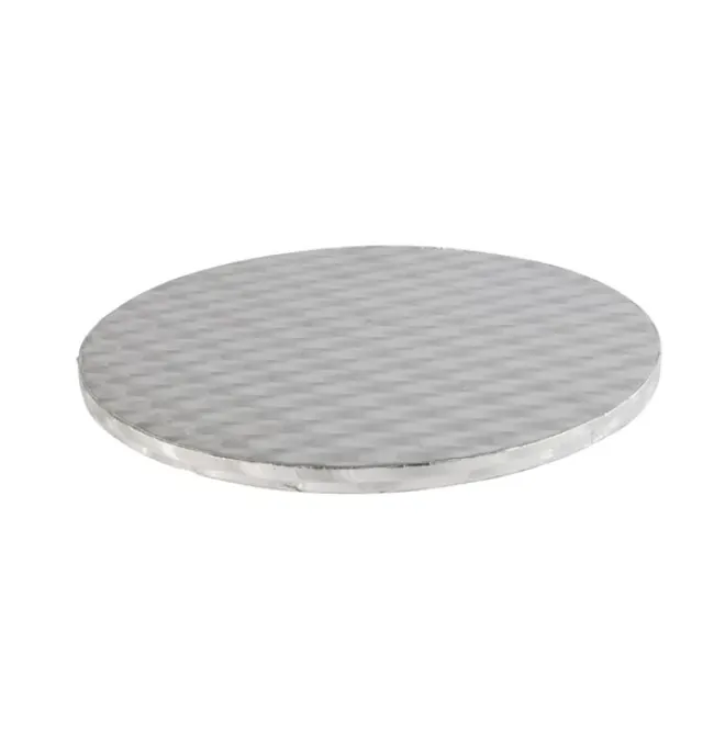 Klasická stříbrná dortová podložka o průměru 35 cm a tloušťce 12 mm pro stabilní podklad dortů
