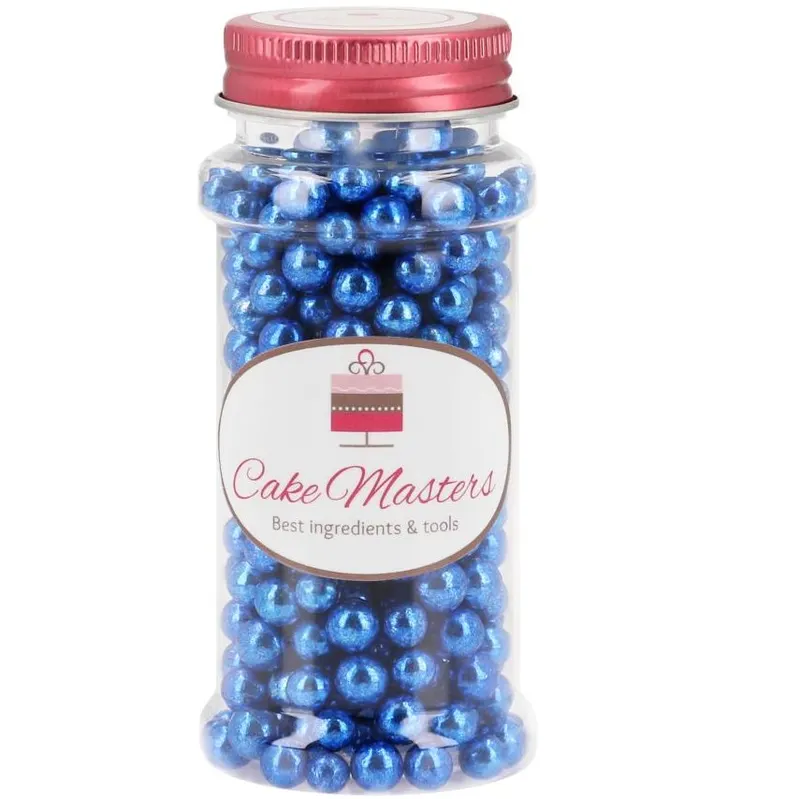 Modré perličky na zdobení cukroví a dortů od značky Cake Masters, balení 60 g