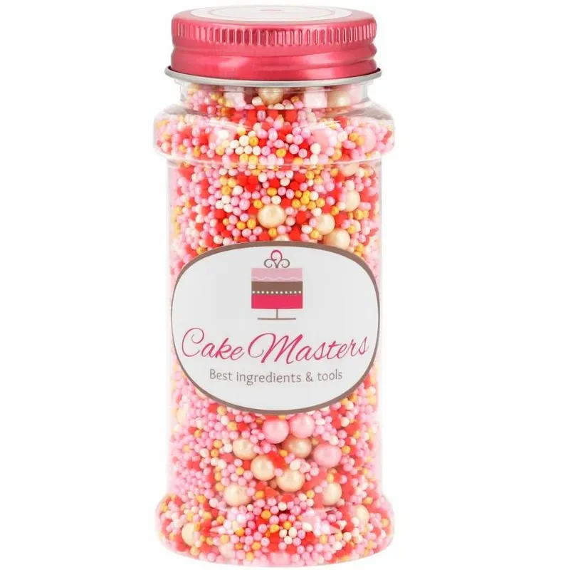 Cukrářské zdobení v podobě růžových perliček od značky Cake Masters, určené na cukroví a dorty, balení 80 g