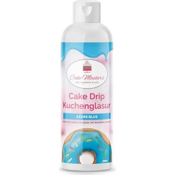 Azurově modrá poleva na stékaný efekt na dorty od značky Cake Masters v balení 250 g