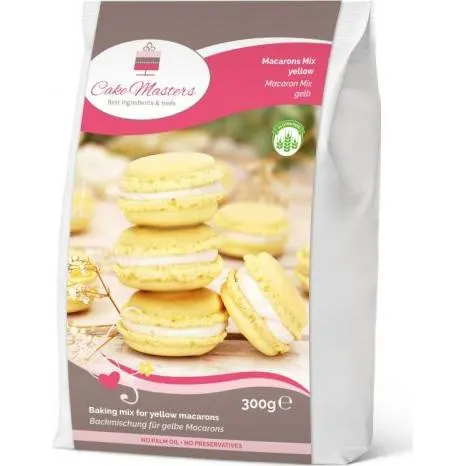 Směs na francouzské makronky Cake Masters v žluté barvě, balení 300 g, pro přípravu křehkých makronek na dorty a dezerty