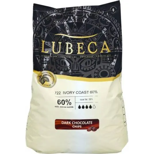 Hořká čokoláda Lubeca s 60% kakaa z Pobřeží slonoviny na pečení a cukrářské výrobky v balení 1 kg