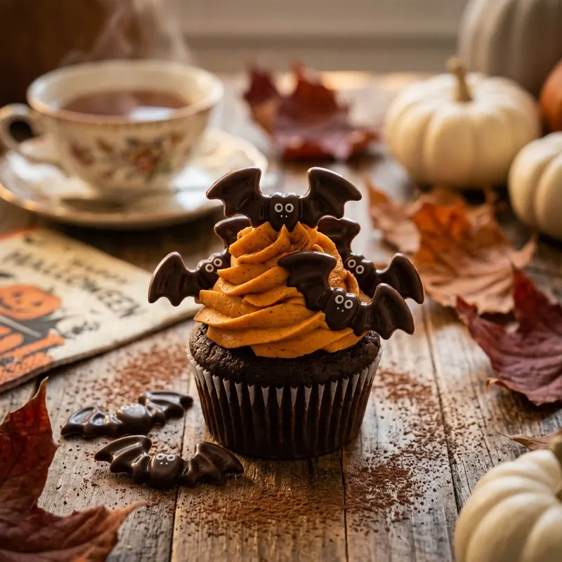 Čokoládové dekorace netopýři z tmavé čokolády na zdobení halloweenských dortů a dezertů, balení 10 kusů