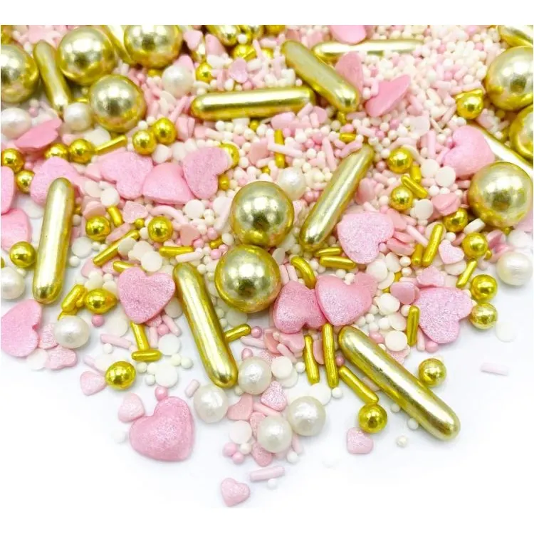 Cukrové zdobení Happy Sprinkles ve tvaru princezen a deníků na dort a cukroví, balení 90 g