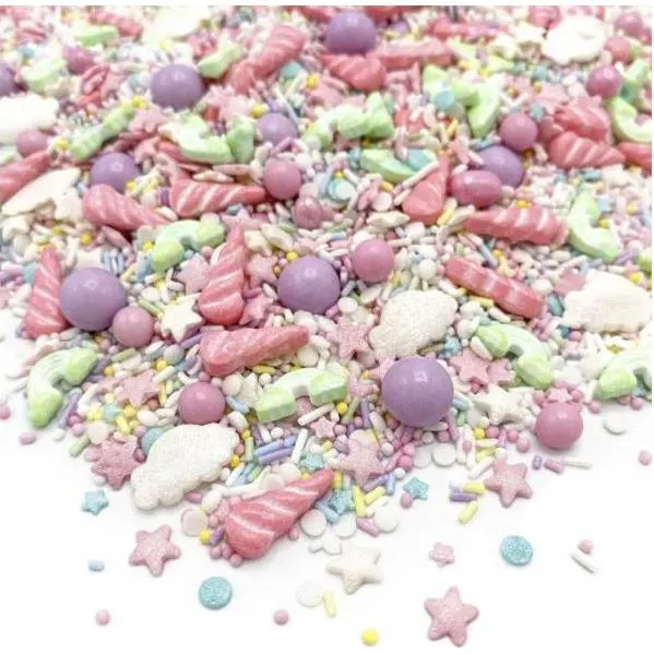 Zdobení Happy Sprinkles s motivem jednorožců pro dekoraci dortů, cupcakes a dalších sladkostí