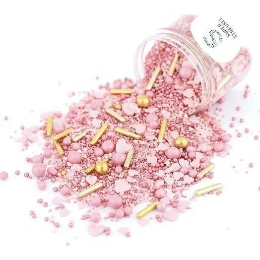 Cukrové zdobení Super Streusel v růžovo-červeném valentýnském provedení, 90 g, na dorty a dezerty